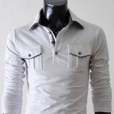 Camiseta social colarinho duplo - KA57-WHITE - branca