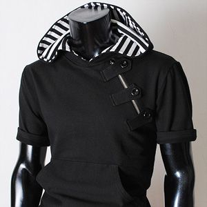 Blusa capuz stripe hood - HAH-BLACK - preta