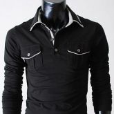 Camiseta social colarinho duplo - KA57-BLACK - preta