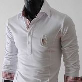 Camiseta social - aplique xadrez - branco - KA65-WHITE